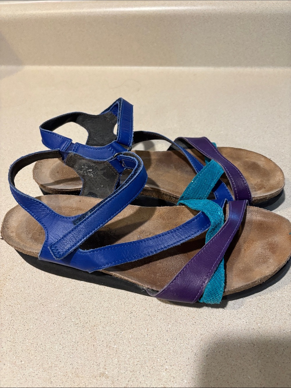 Naot Multicolor Strappy Comfort Sandals - Blue/Teal/Purple